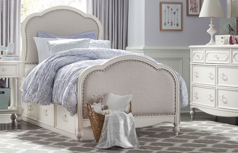 Legacy Classic 4 Pc Harmony By Wendy Bellissimo Twin Upholstered Bedroom Set Antique Linen White