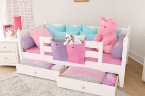 White Day Bed Dresser Nightstand Open Drawers-0