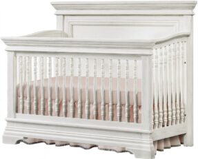Olivia Flat Top Convertible Crib in Brushed White by Westwood Baby