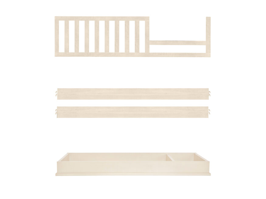 Antilla Toddler Rail, Adult Rails & Topper with Vanilla Finish by Evolur