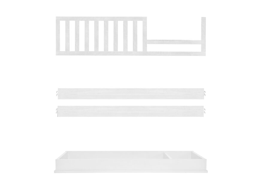 Antilla Toddler Rail, Adult Rails & Topper with White Finish by Evolur