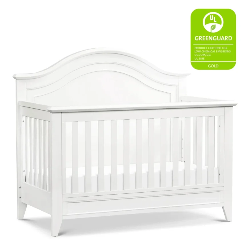 Beckett Curve Top Crib in White - Monogram by Namesake