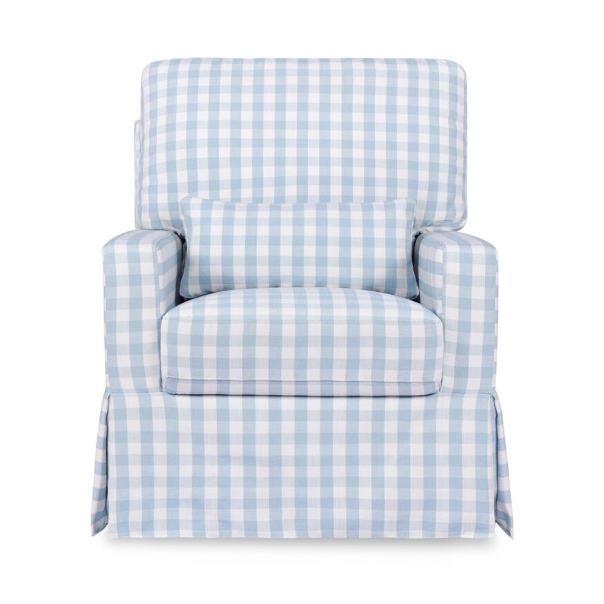 Crawford Swivel Glider in Blue Gingham by Namesake