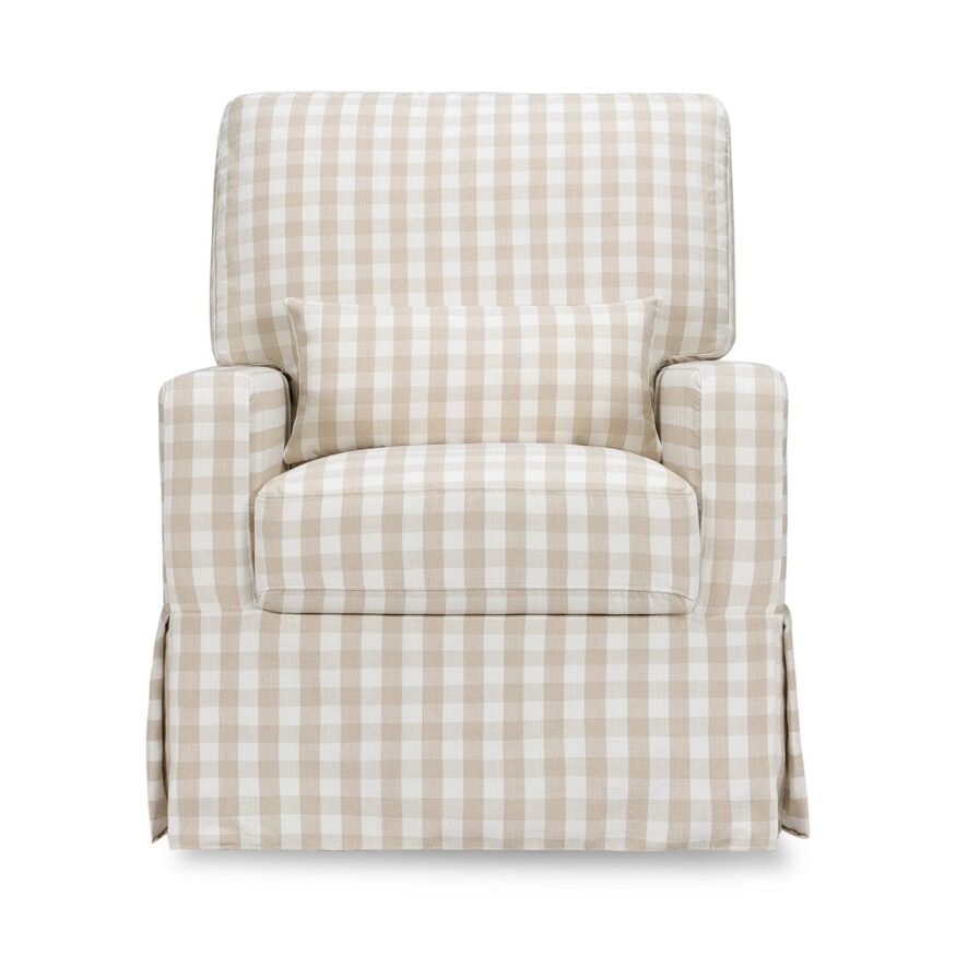 Crawford Swivel Glider in Tan Gingham by Namesake