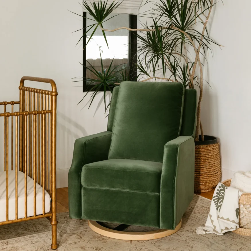 Crewe Swivel Recliner in Green by Namesake